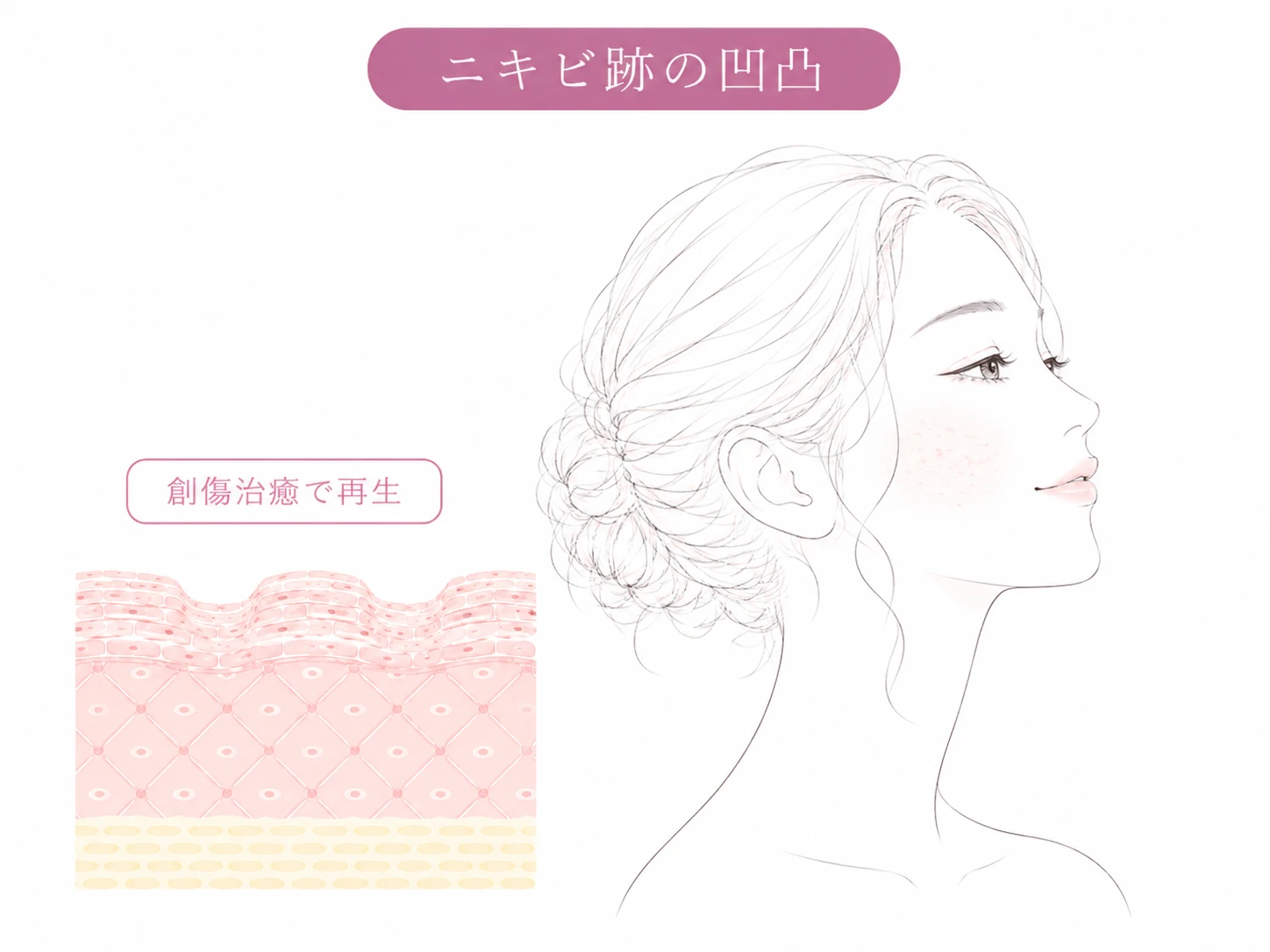 ニキビ跡の凹凸のイメージイラスト