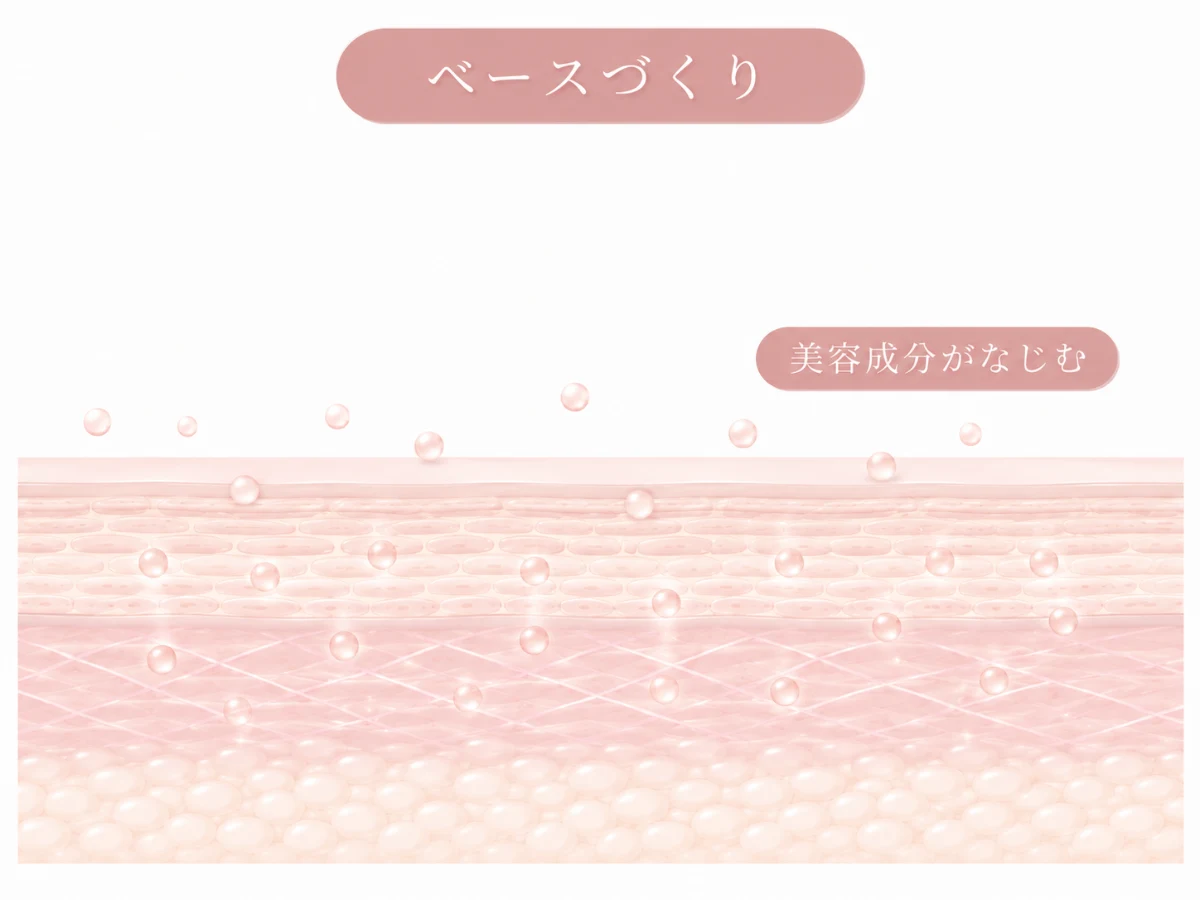 整えた肌に美容成分がなじみやすくなる肌断面のイメージイラスト（人物なし）