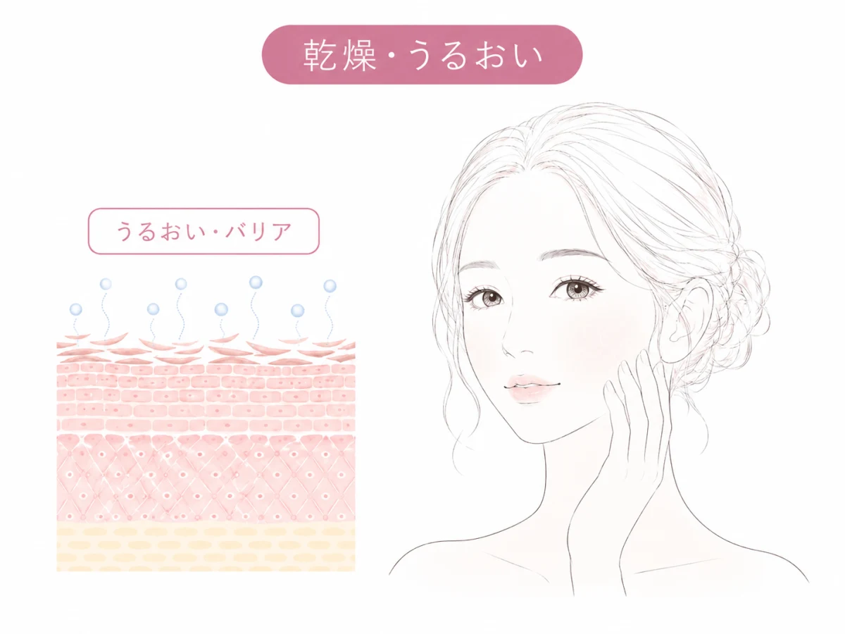 うるおい・肌質のお悩みイメージイラスト