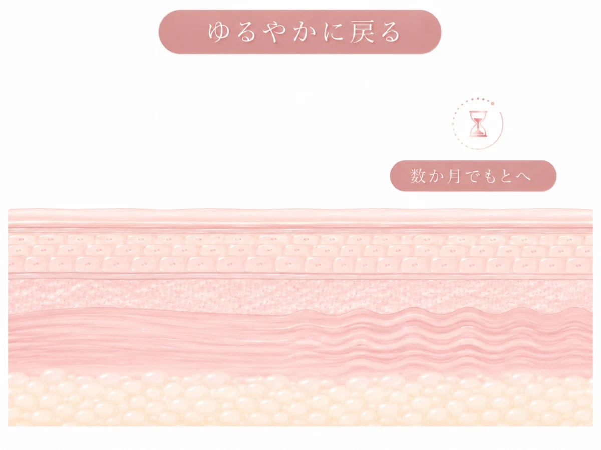 特徴カード／神経のはたらきが数か月で回復していくゆるやかなイメージ図