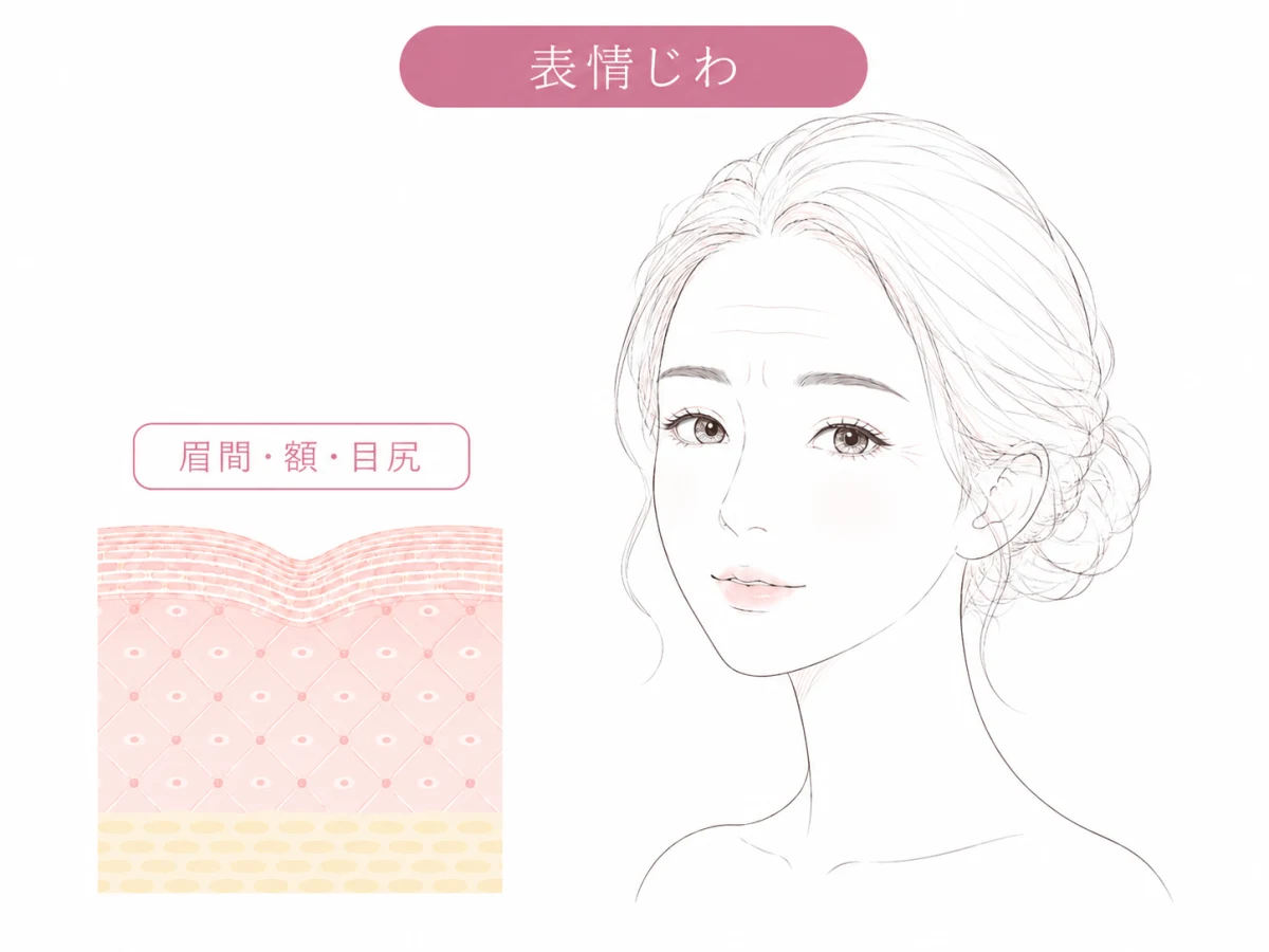 表情じわのお悩みイメージイラスト
