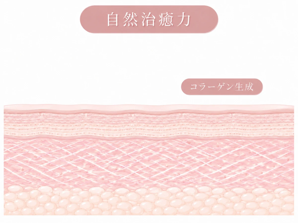 肌が本来もつ自然治癒力でコラーゲンが生成される様子を示した肌断面のイメージイラスト